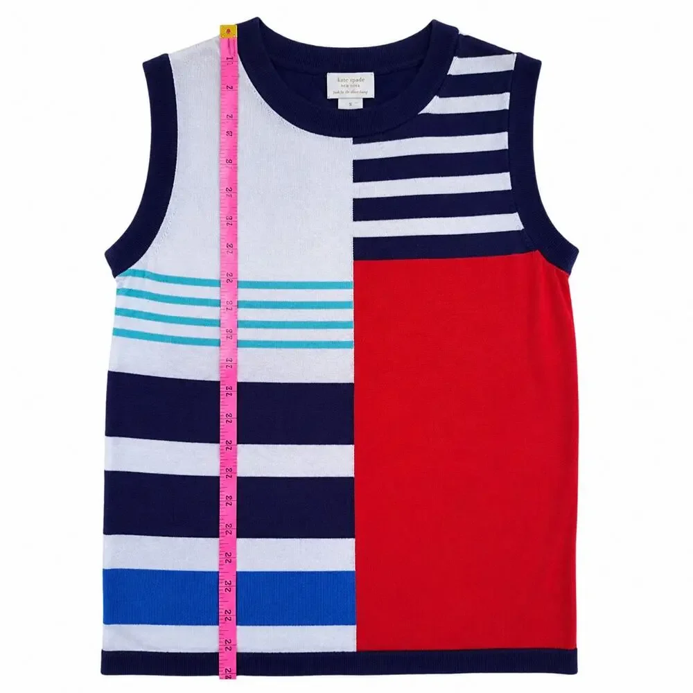 Kate Spade New York Women’s S Colorblock Striped Sleeveless Knit Sweater Top
